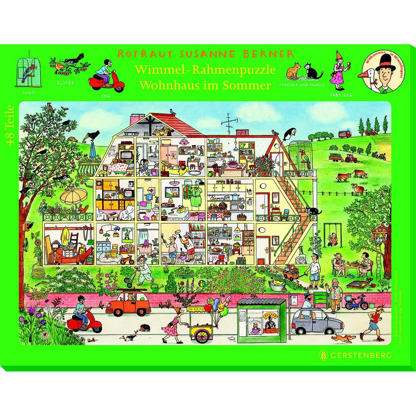 Gerstenberg Wimmel-Rahmenpuzzle Sommer Motiv Wohnhaus (48 Teile)