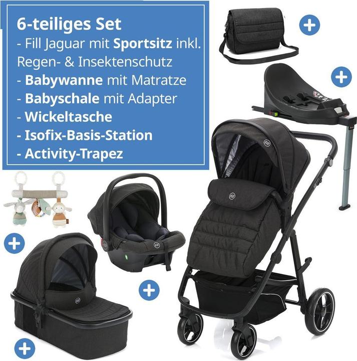 Produktbild Fillikid Kinderwagen 3 in 1 4-1 Kombi-Kinderwagen-Set Fill Jaguar mit (0 Monate - 4 Jahre)