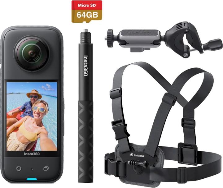 Productafbeelding Insta360 X3 Fiets Combo (X3+Fiets Accessoires Bundel+64G SD Kaart+114CM Selfie Stick) (60p, WiFi)