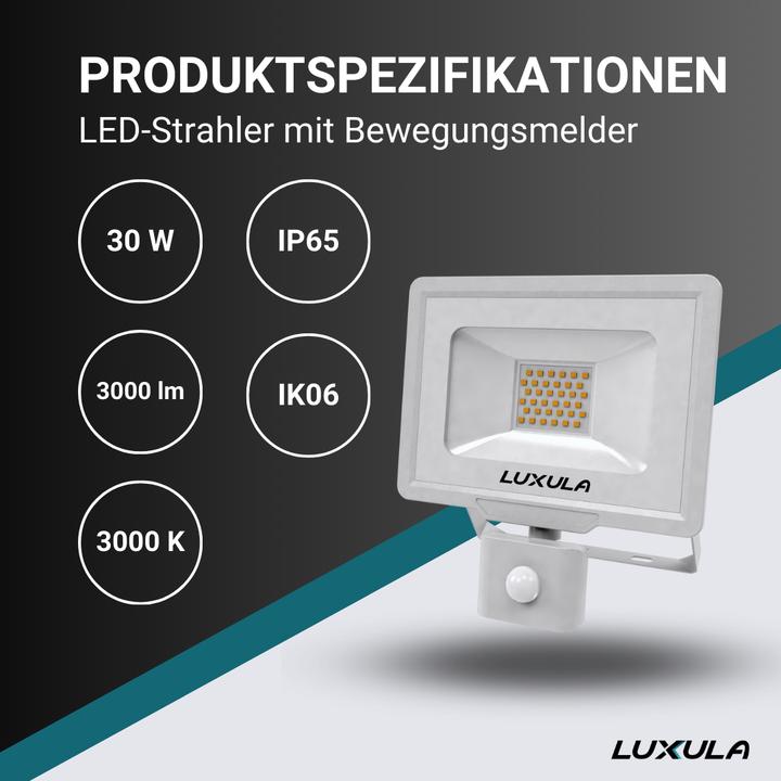Produktbild Luxula LED-Fluter mit Bewegungsmelder (3000 lm, IP65)