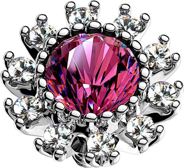 Immagine prodotto Star Piercing Dermal Anchor argento doppio cristallo con pavé rosa (Ottone, Acciaio chirurgico 316L)