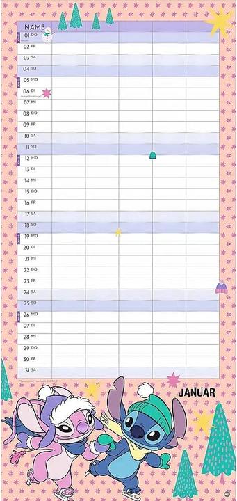 Produktbild Stitch Familienplaner 2026 (21 x 45 cm)