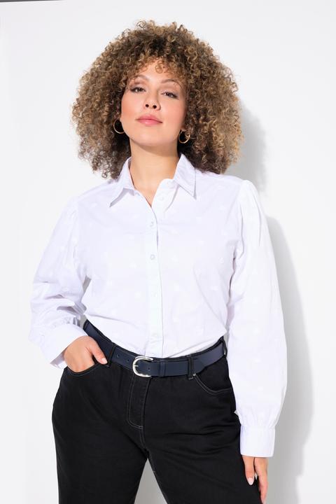 Immagine prodotto Ulla Popken Camicia, ricamo cuore, linea ad A, collo a camicia, manica lunga (46, 48)