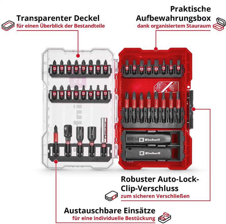 Actual product image Einhell Impact bit set, 109220, M-case, 39 pieces (Allen screw, Screw slot, Cross other, Cross Pozidriv PZ)