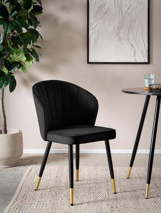 Image du produit FineBuy Esszimmerstuhl Küchenstuhl 2er Set Samt Stuhl Skandinavisch Schalenstuhl