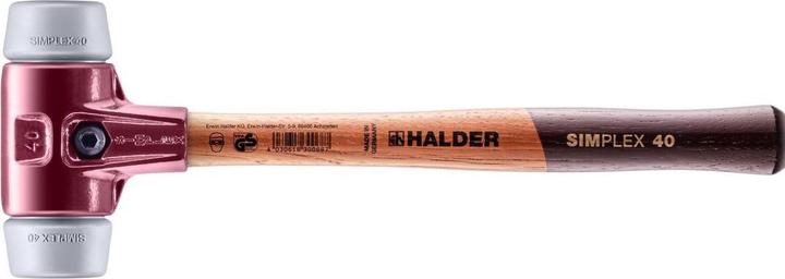 Actual product image Halder SIMPLEX soft-face hammer Length 325 mm Head Ø 40 mm Wood (1): TPE-mid, grey, abrasion-free (600 g)