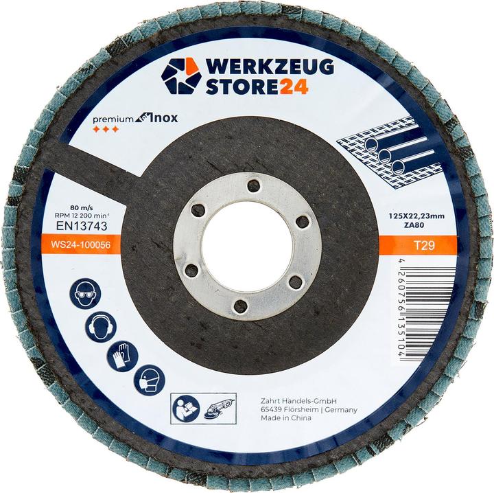 Actual product image Werkzeugstore24 10x flap disc 125 mm curved zirconium aluminium oxide K 80