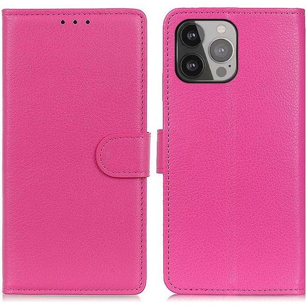 Thumbnail - MU Classic Litchi Leder Bookcover Series (Apple iPhone 13 Pro Max), Smartphone Hülle, Rosa