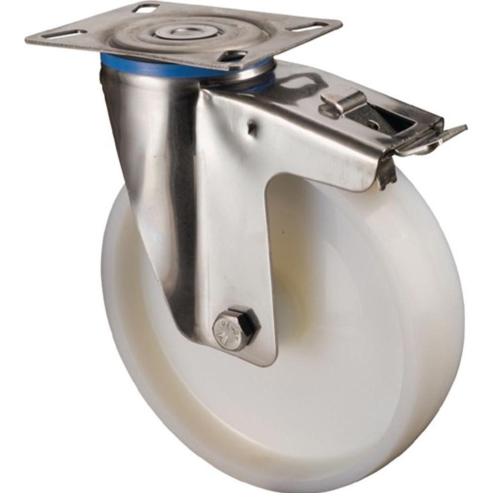 BS Rollen, Möbelrollen, Lenkrolle Rad-Ø 150 mm Tragfähigkeit 300 kg mit Totalfeststeller Kunststoff 129x106mm