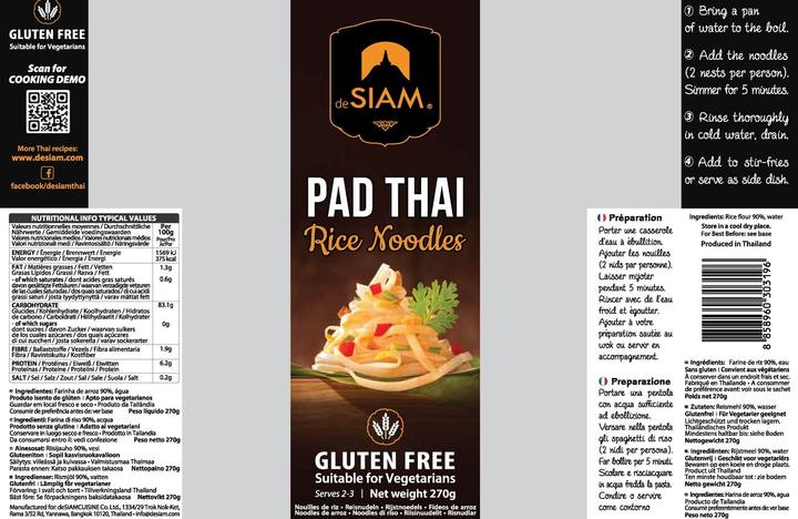 Nährwerte und Zutaten deSiam Pad Thai (270 g)