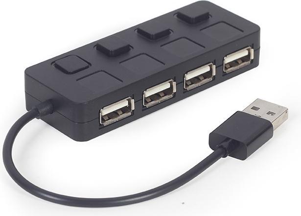 Produktbild Gembird USB 2.0 4-port hub with switches (USB-A, 4 Ports)
