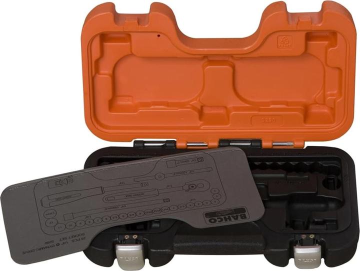 Produktbild Bahco 1/4"-Steckschlüssel-Satz, metrisch, Sechskant, inklusive Umschaltknarre und Schraubendreher-Einsät (12 mm, 11 mm, 13 mm, 10  mm)