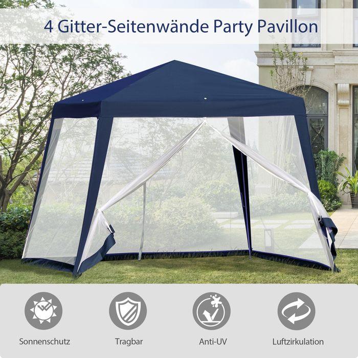 Immagine prodotto Swisshandel24 Gartenpavillon 3x3m wetterfest mit Moskitonetz, Polyester in Blau (300 cm, 300 cm)