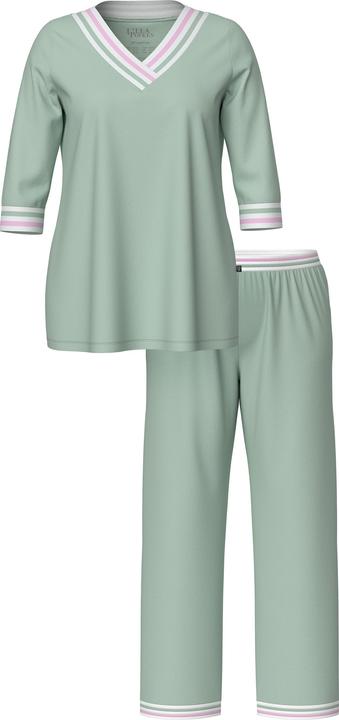 Immagine prodotto Ulla Popken Pigiama con dettagli a righe, scollo a V e maniche a 3/4 (58)