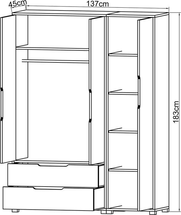 Image du produit Homitis Flora 137 Wardrobe (137 x 45 x 183 cm)