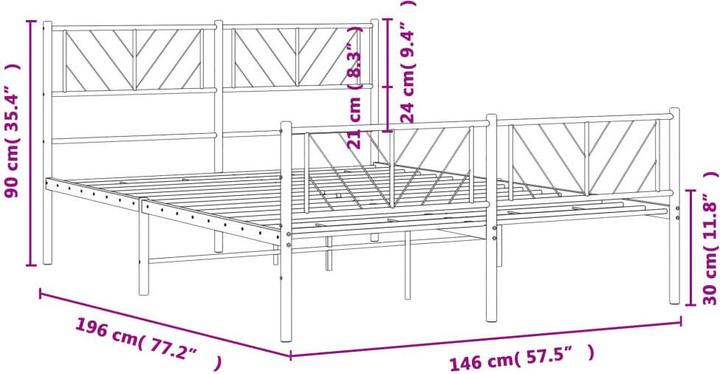 Produktbild vidaXL Metall Bettgestell (140 x 190 cm)