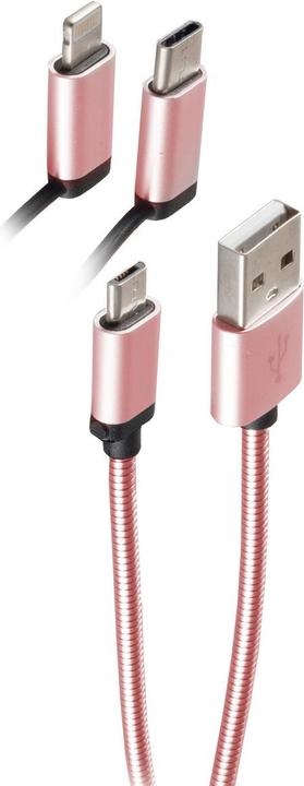 Produktbild Shiverpeaks BS14-50074 USB Kabel 1 m USB 2.0 USB A USB C/Micro-USB B/Lightning Roségold (1 m, USB 2.0)