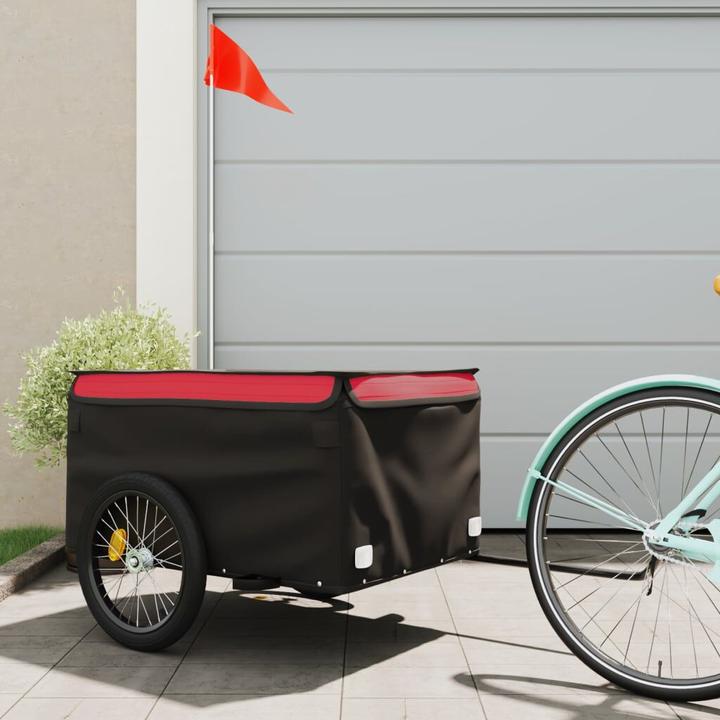 VidaXL Lastenanhänger Schwarz und Rot 45 kg Eisen, Farbe