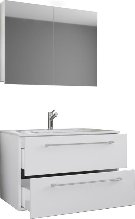VCM 3-piece wash place washbasin Badinos 2 drawers mirror cabinet