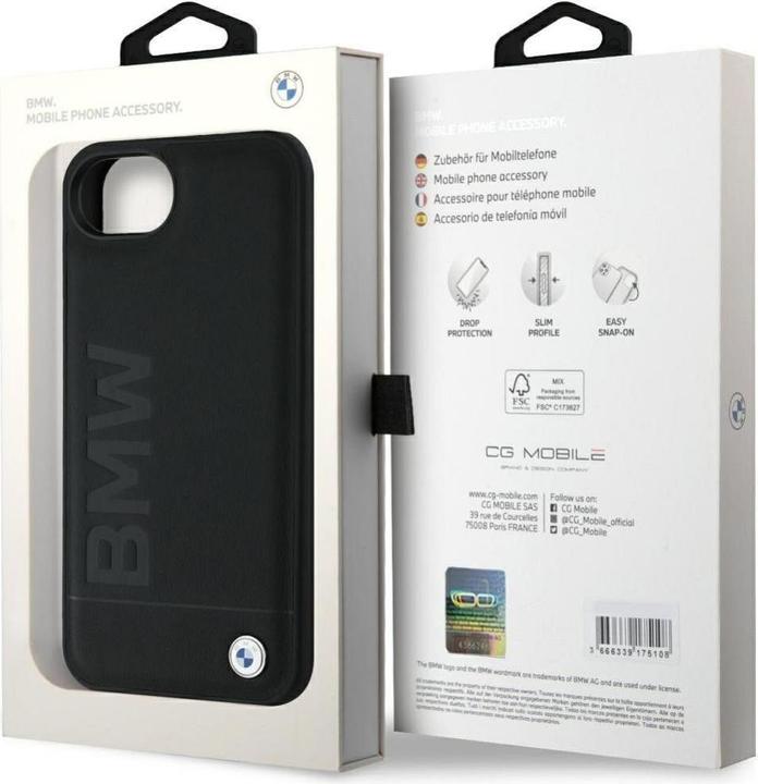 Image du produit BMW Case Leather Hot Stamp do iPhone 16e black (Apple iPhone 16e, Apple iPhone 17e)