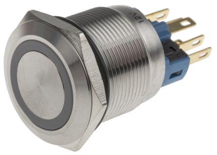 Actual product image RS PRO Switch Pushbutton Stainless Green ring