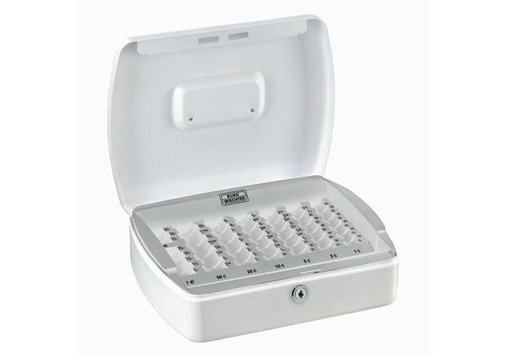 Actual product image Burg Wächter Cash box Office-Line W.255xH.75xD.200 mm white powder-coated steel incl. cylinder lock
