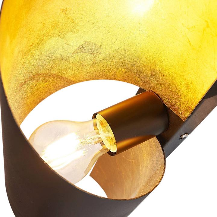 Produktbild Lindby Metallwandleuchte Vanni, eingedreht, schwarz-gold (E27)