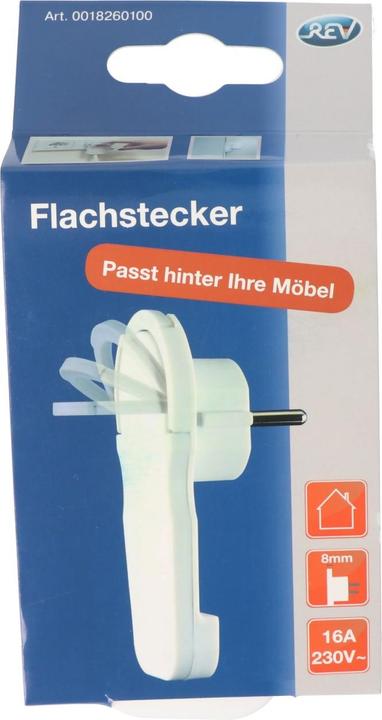 Actual product image AccuCell Schuko flat plug extra flat white Schuko angled plug