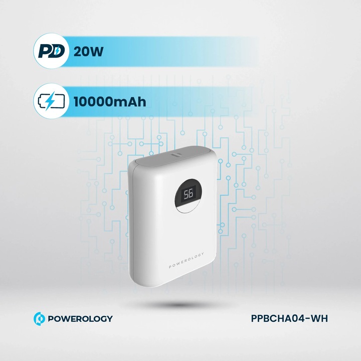 Actual product image Powerology Ultra-Compact Power Bank 10000mAh PD 20W (10000 mAh, 20 W)