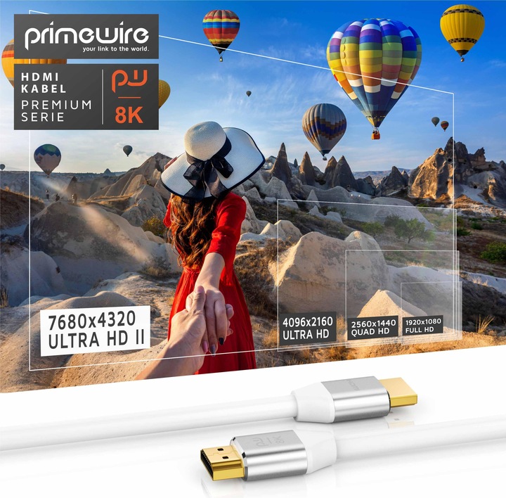 Image du produit Primewire Câble HDMI 2.1, 8K 60 Hz, Premium Ultra HD, haute vitesse 7680 x 4320 @ 120 Hz - 4k @ 240 Hz avec (2 m, HDMI)