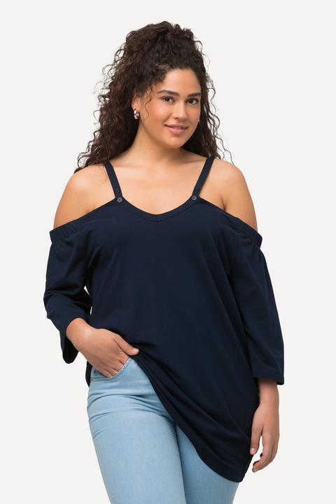 Immagine prodotto Ulla Popken T-shirt dal taglio svasato con spalle scoperte e mezze maniche ad aletta (46, 48)