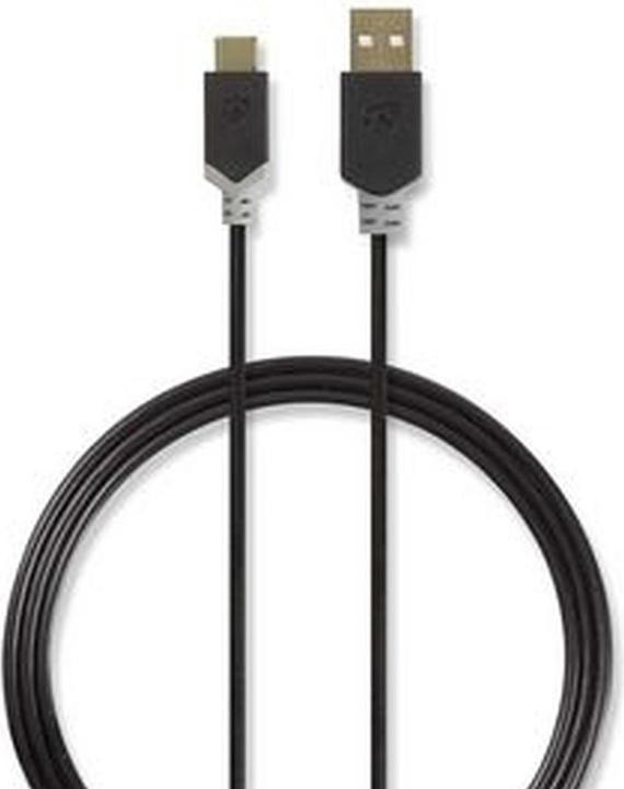 Actual product image Nedis USB cable | USB 2.0 | USB-A plug | USB-C™ plug | 480 Mbps | Gold-plated | 1.00 m | Round | (1 m, USB 2.0)