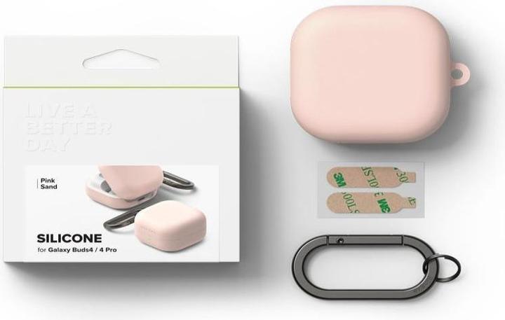 Actual product image Ringke - Silicone - Xiaomi Redmi Buds 4 Pro - Pink Sand (Charging case cover)