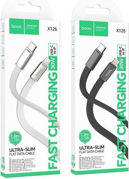 Produktbild Hoco Cable Flat Cable USB C to Lightning PD 30W 1 m X125 white (1 m, 30 W)