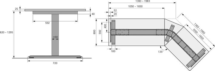 Actual product image Hettich LegaDrive Systems Tischgestell-Set 135°-Winkel silber, graphitgrau