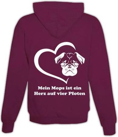 Immagine prodotto Schwesternuhr Felpa con cappuccio Pug Heart Unisex (M)