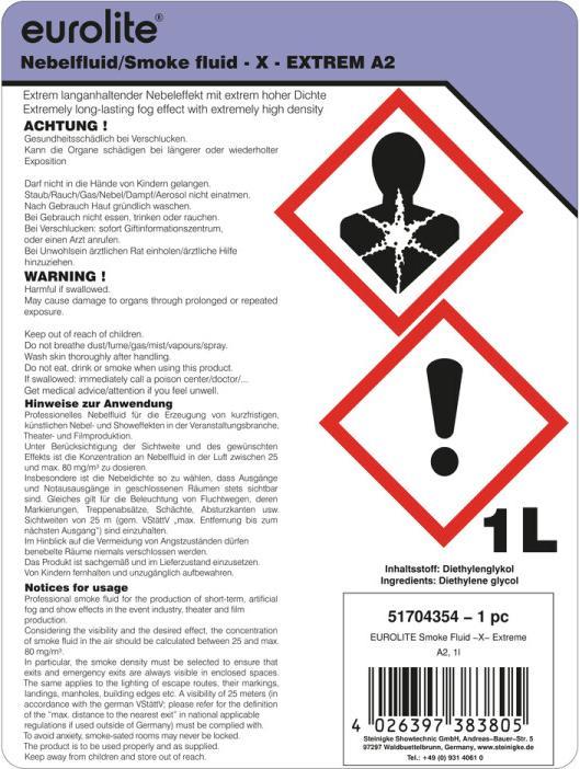 Etichetta energetica Eurolite Smoke Fluid -X- Extreme A2, 1l Fog Fluid (Liquido nebulizzato)