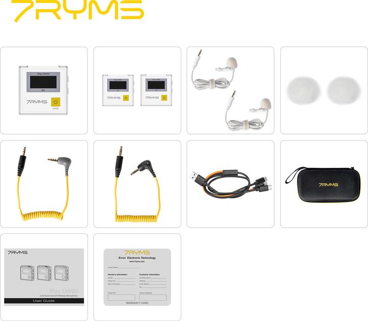 Actual product image 7Ryms 2.4G Dual-channel Wireless Microphone White