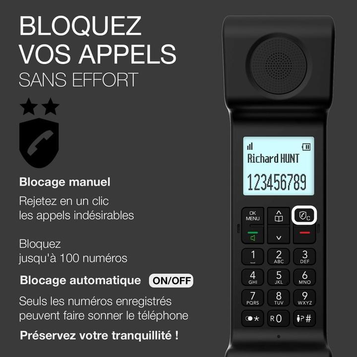 Actual product image Alcatel Epure Iconic black - Easy-to-use cordless DECT design phone, with handsfree function