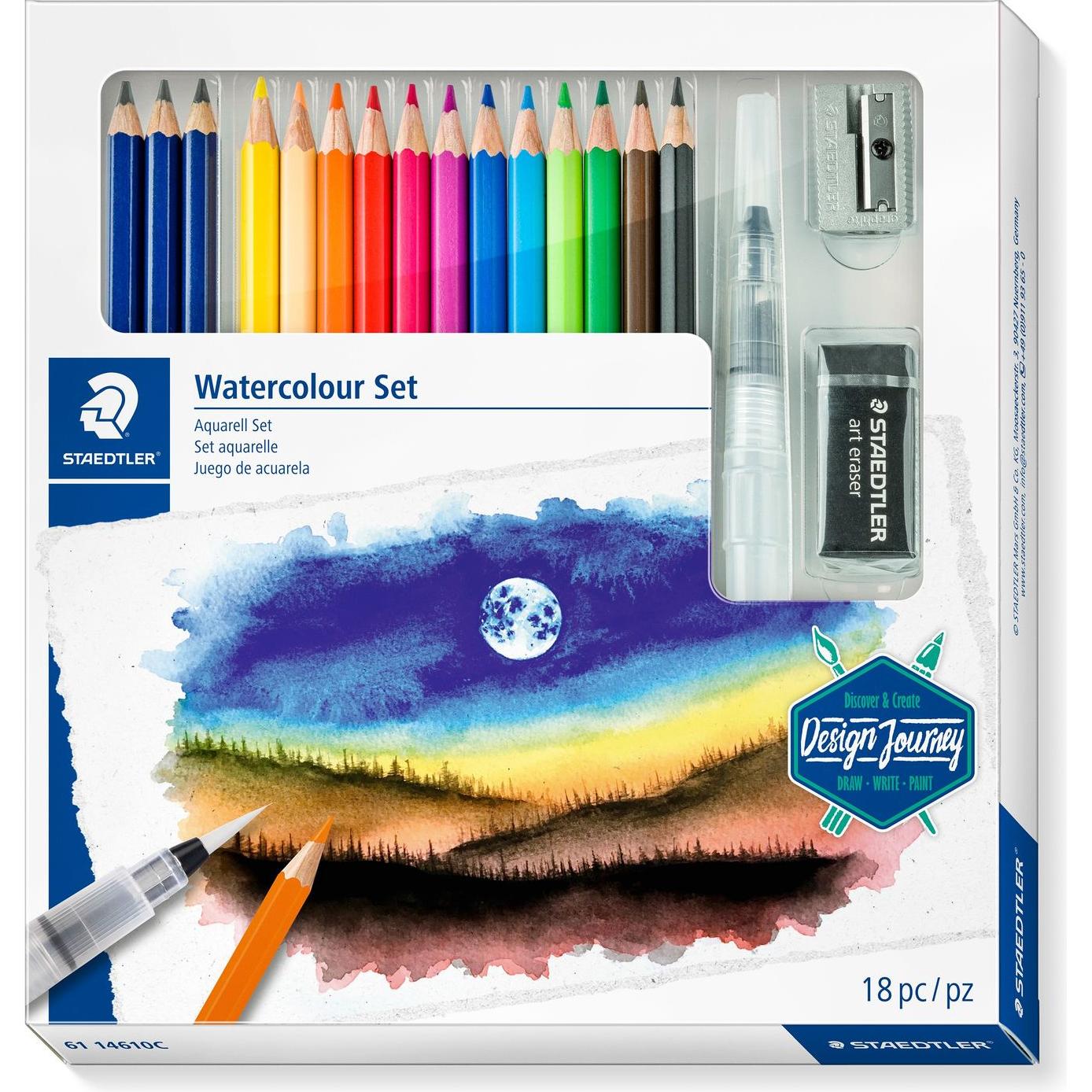 Thumbnail - Staedtler, Malstifte, Gemischtes Aquarell Set (Orange, Bordeaux, Green, Black, Dark Blue, Red, Yellow, Dark Green, Blue,...