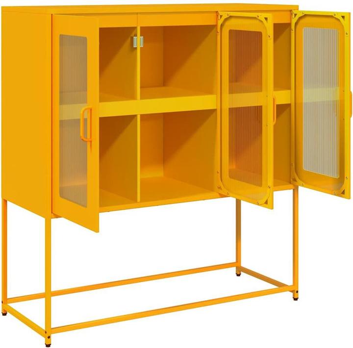 Actual product image vidaXL Sideboard mustard yellow 100.5x39x107 cm Cold-rolled steel chest of drawers Cabinet (100.5 x 39 x 107 cm)