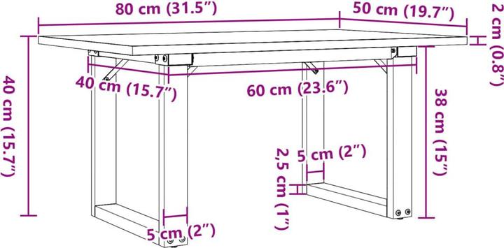 Image du produit vidaXL Couchtisch (80 x 50 x 40 cm)