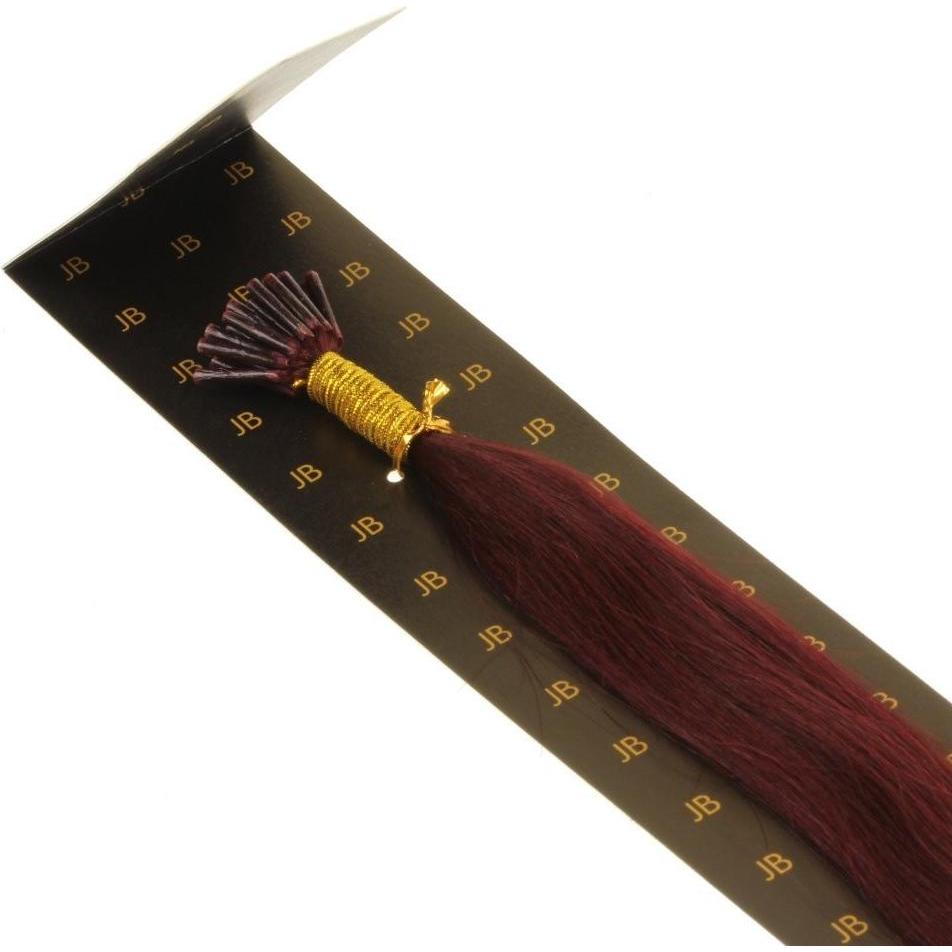 Hair2heart 200 x Microring ITip Real Hair Extensions 50 cm 1 g Strands Straight 99 y Burgundy (99 y Burgundy, 50 cm) (A3978)