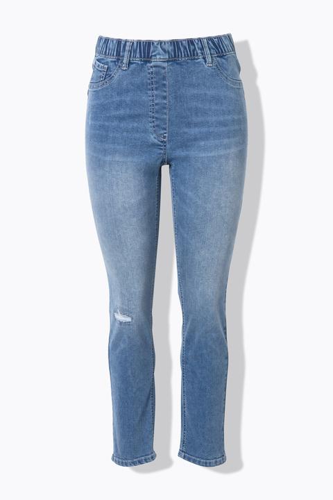 Actual product image Ulla Popken Lightly Distressed Elastic Waist Jeans (46)