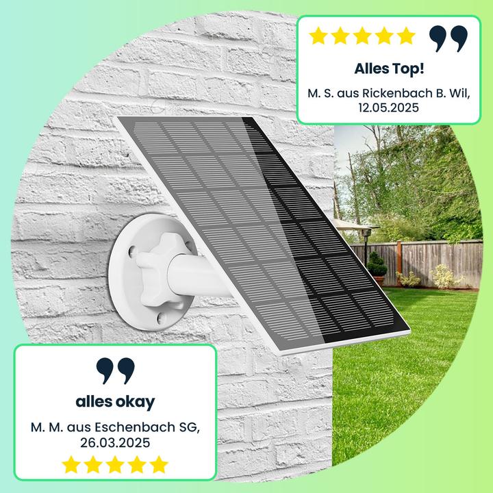 Actual product image Casativo Solar panel with USB-C connection, for rechargeable IP cameras, 3 watts each, IP65, set of 2 (3 W, 0.24 kg)
