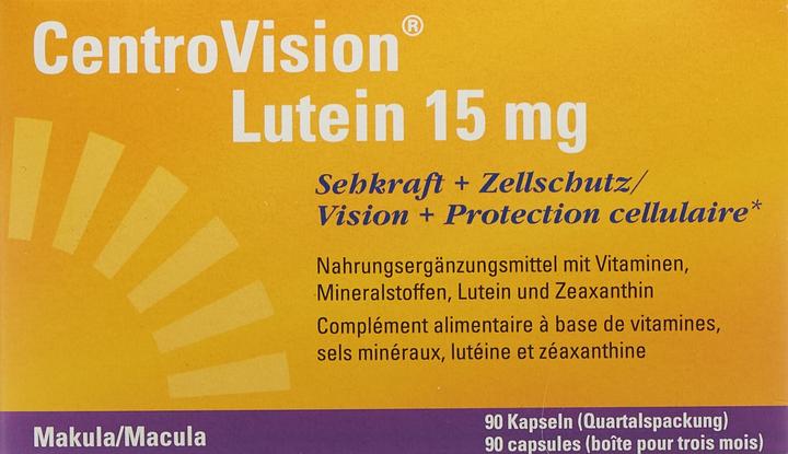 Nährwerte und Zutaten CentroVision Lutein 15 mg (90 Stück, Kapseln, 115 g)