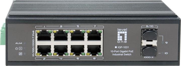Productafbeelding LevelOne Schakelaar 10Port Gigabit PoE DIN-Rail,-40°C tot 75°C (8 Havens)