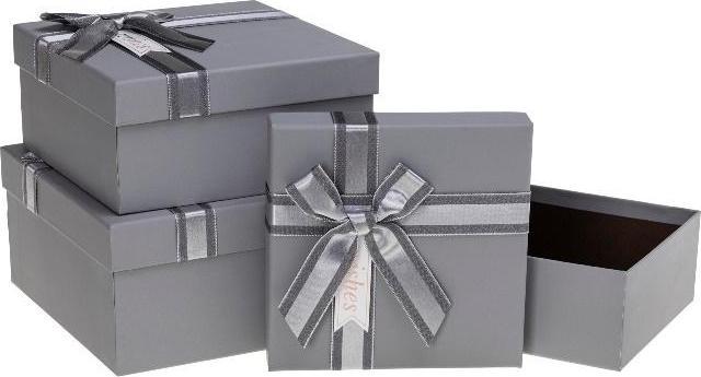 Actual product image Rozette Geschenkbox mit Schleife, 3 Stück, Silber ROSETT (3x)