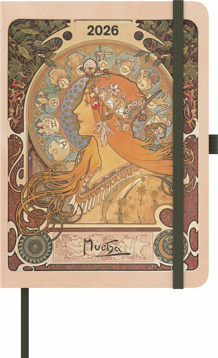 Produktbild Alfons Mucha 2026 - Buchkalender - Taschenkalender - Kunstkalender - 16x22 (16 x 22 cm, Deutsch)