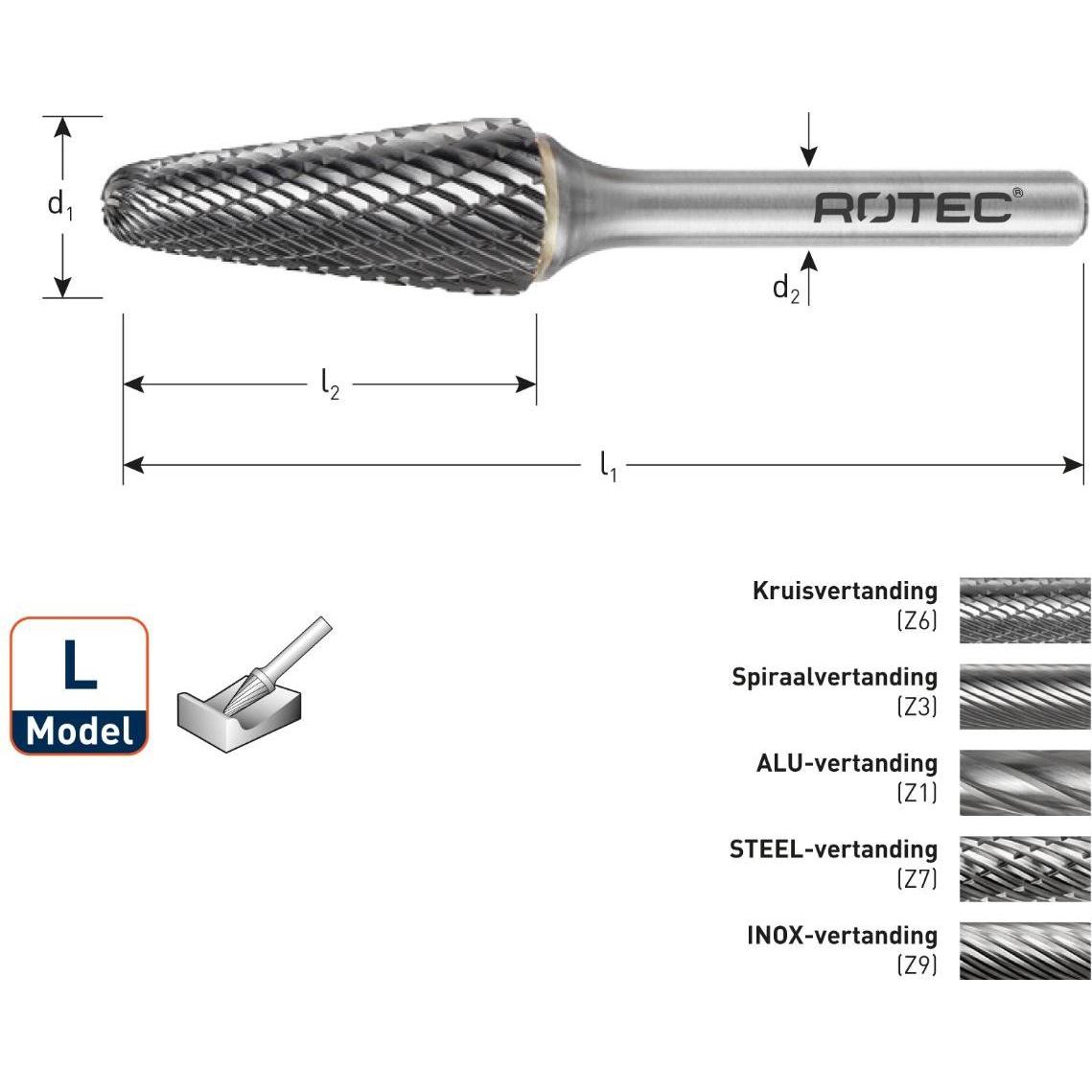 Rotec, Fräser, 439.1009 4391009 HM-Stiftfrees 10 mm model L